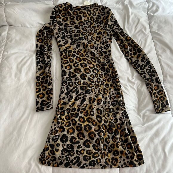 Francesca’s Collection Leopard Print Runched Dress Size XXS - Picture 10 of 11